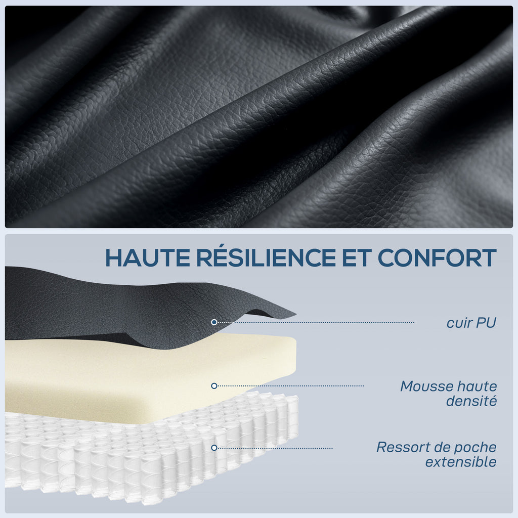 Fauteuil inclinable de massage et chauffage, fauteuil de relaxation, dossier réglable, pivotant 360°, 82x99x103cm, noir-5