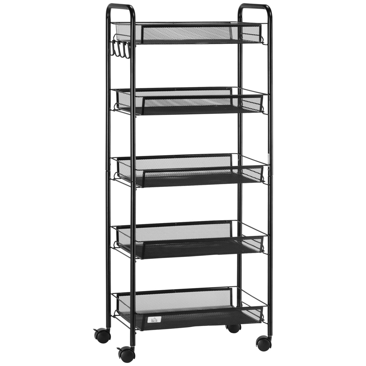 Chariot desserte de rangement à roulettes avec 5 paniers amovibles en acier, dim. 45L x 26.5l x 106H cm-0