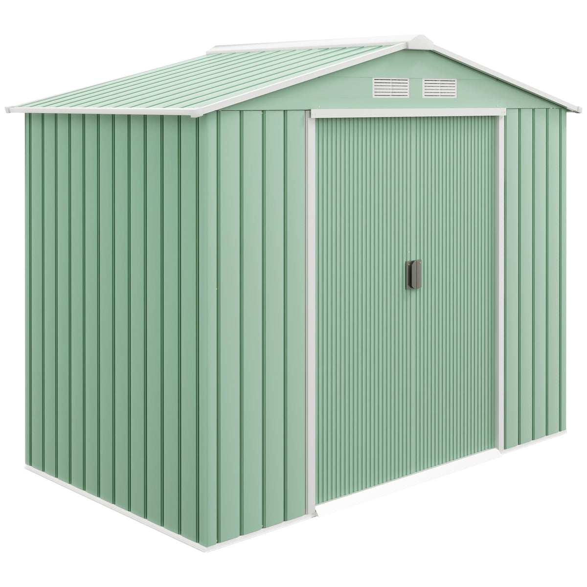 Abri de Jardin 2,42 m² - Remise pour Outils avec Fondation - cabanon Porte verrouillable - tôle d'acier Vert clair-0