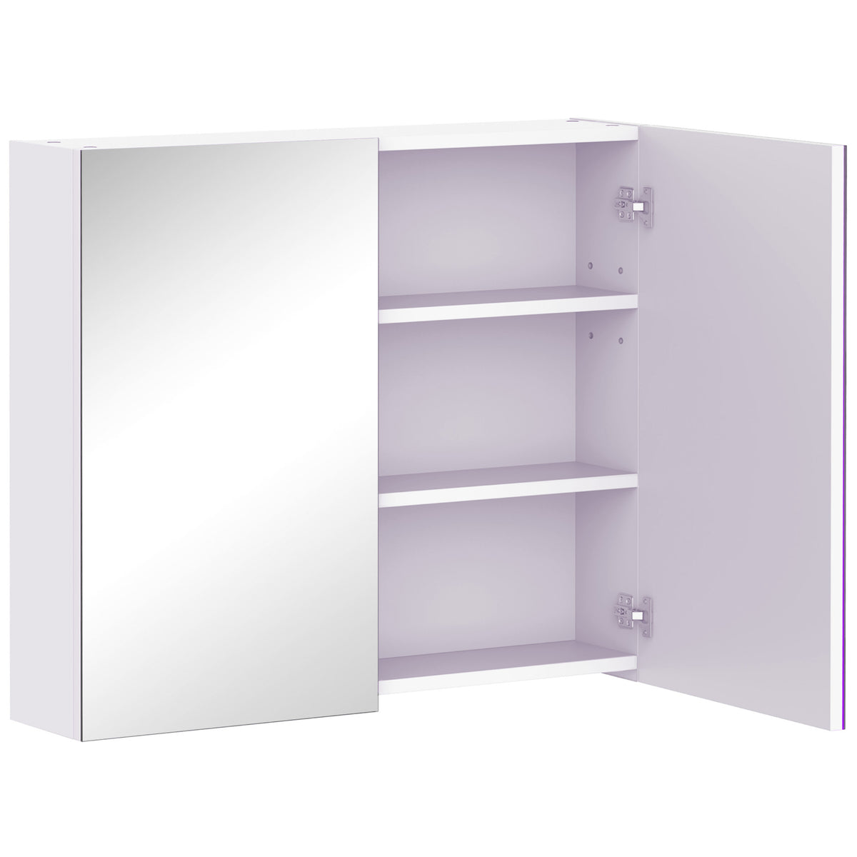 Armoire murale salle de bain avec miroir 70 x 60 cm avec étagère réglable, miroir salle de bain avec rangement, blanc-0