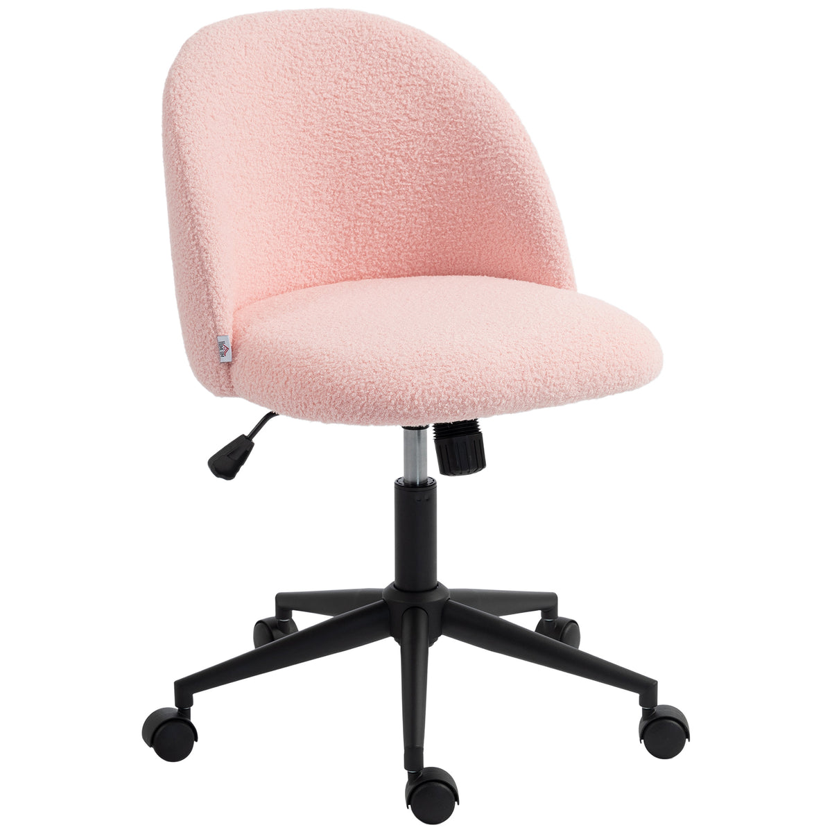 Chaise de Bureau Pivotante en Fourrure Teddy, Hauteur Réglable, Roulettes, Mousse Haute Résilience, Rose-0