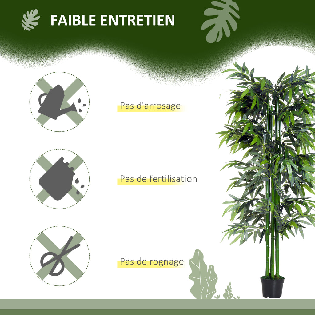 Lot de 2 Bambous Artificiel XXL 1,80H m arbre artificiel 1105 Feuilles denses réalistes Pot Inclus Noir Vert-5