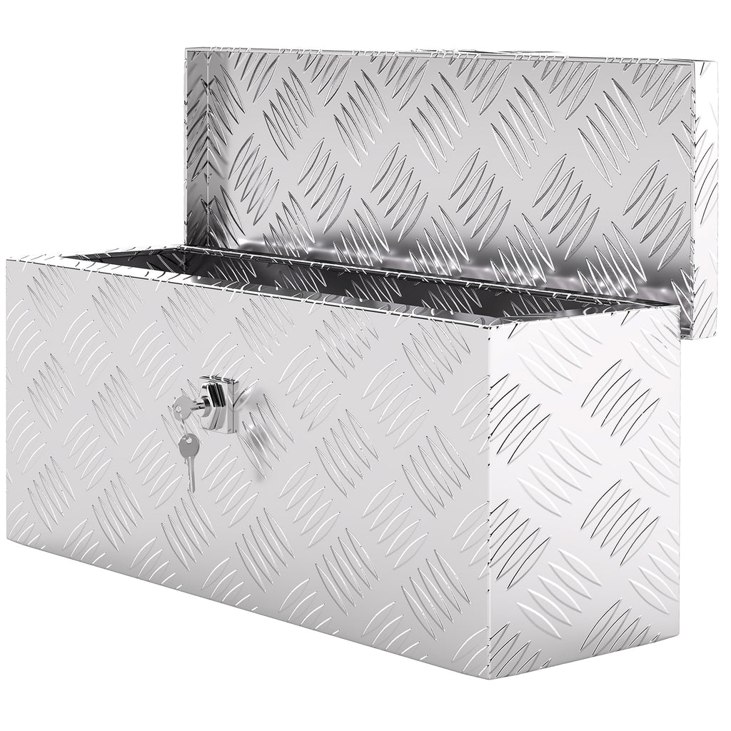 Boîte de rangement - boîte à outils en aluminium - caisse à outil alu. verrouillage clé dim. 50L x 15,5l x 20,5H cm - argent-9