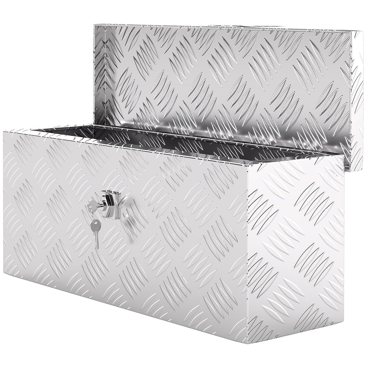 Boîte de rangement - boîte à outils en aluminium - caisse à outil alu. verrouillage clé dim. 50L x 15,5l x 20,5H cm - argent-9