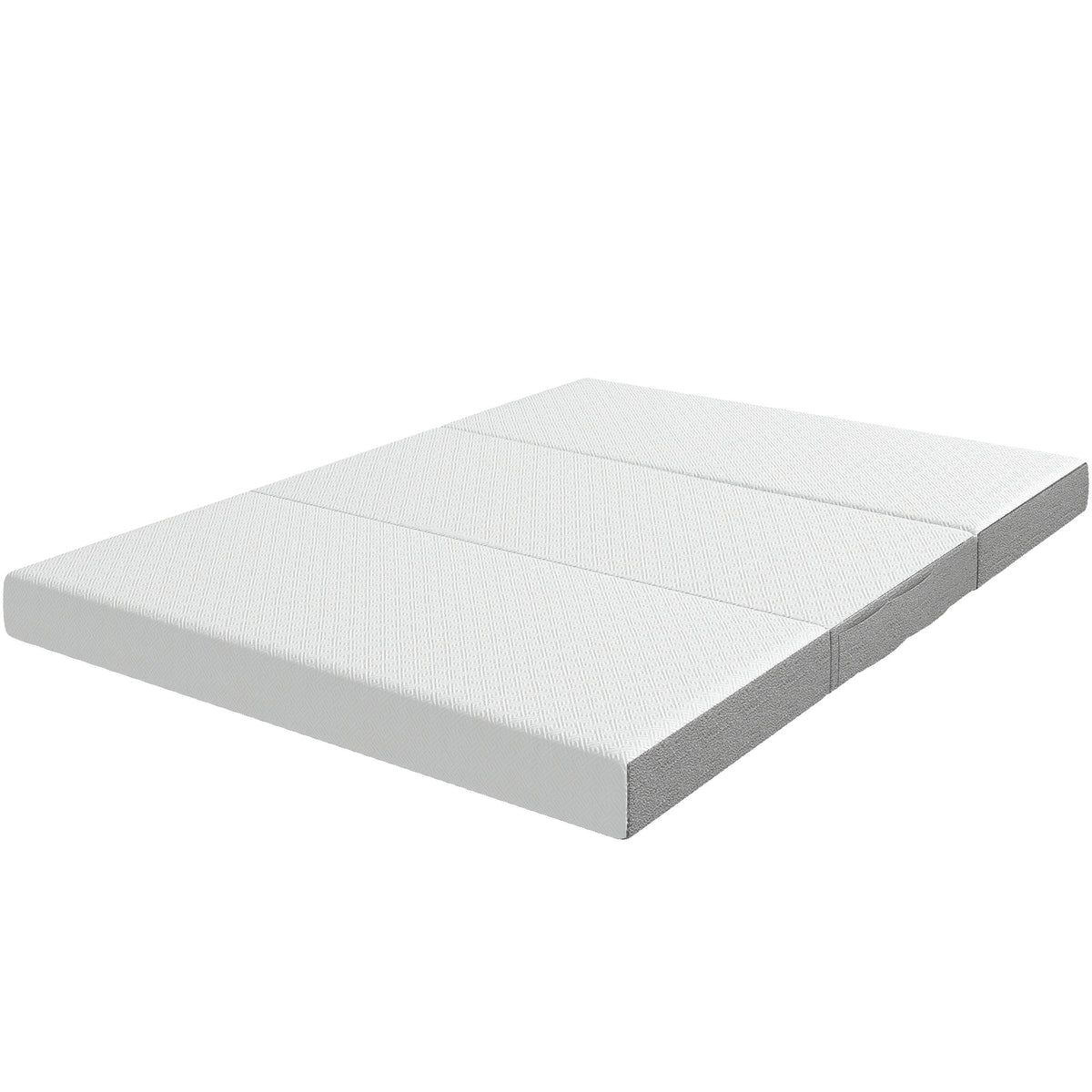 Matelas Pliant en 3 Parties, 140x190x15cm, Matelas d'Appoint en Mousse à Mémoire de Forme au Gel, Blanc-0