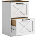 Caisson de Bureau avec 2 Tiroirs, Dossiers Suspendus pour Formats Lettre/A4, Style Rustique, 40x40x71cm, Blanc-0