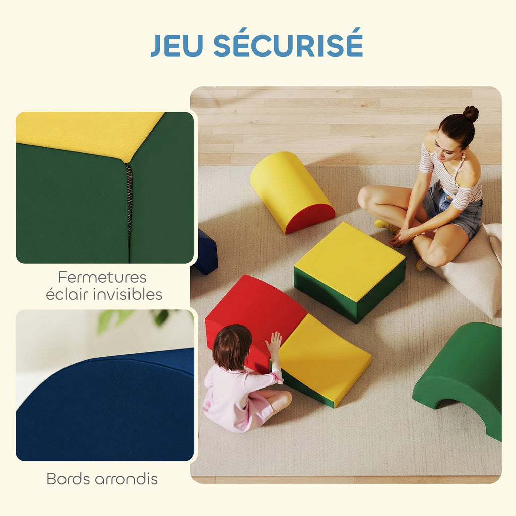 Module motricité bébé 5PCS parcours motricité bébé en mousse EVA pour enfants d'âge préscolaire, multicolore-6