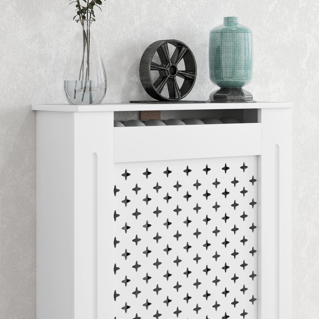 Couvercle de radiateur cache radiateur grille croisée pour salon chambre à coucher en bois 78l x 19P x 82H cm blanc-8