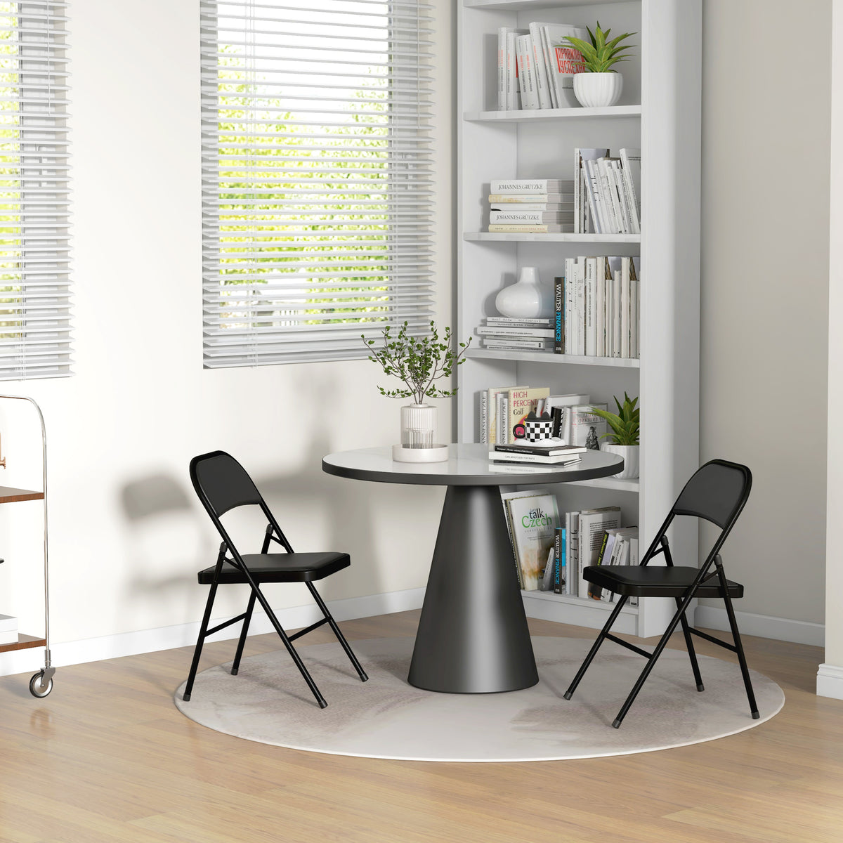 Lot de 2 chaises pliantes chaises de salle à manger portables cadre en acier dim. 45l x 46P x 78H cm noir-7