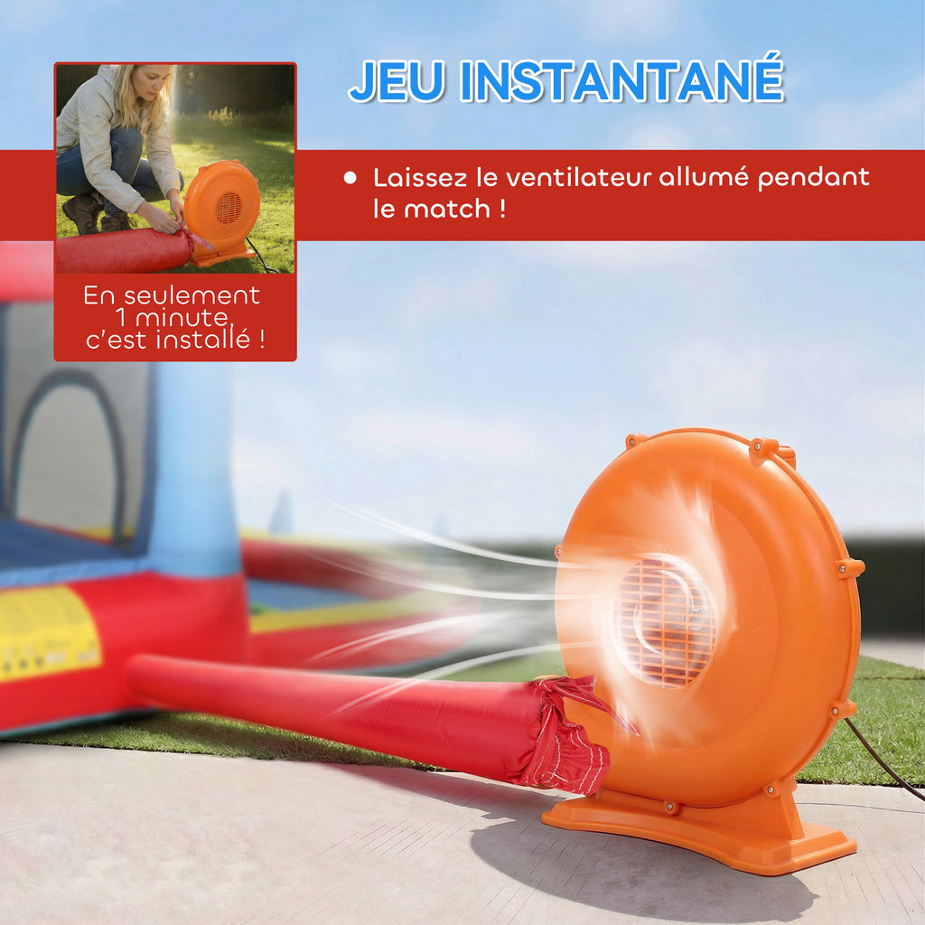 Château gonflable avec souffleur, aire de jeux gonflable avec toboggans, trampoline, piscine à balles, multicolore-5