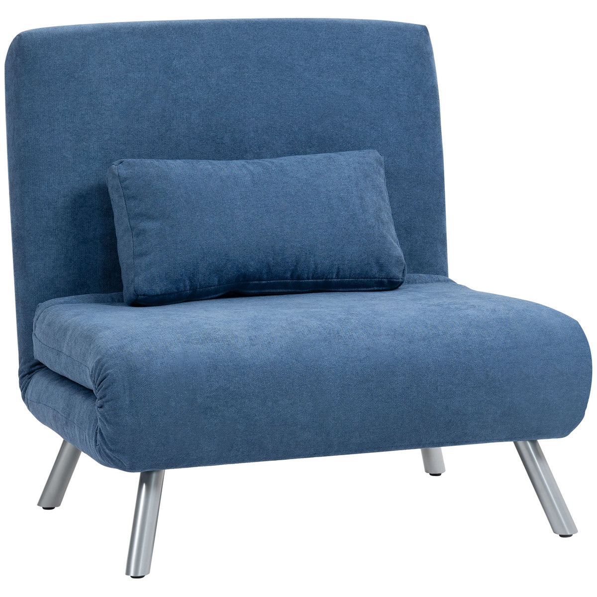 Fauteuil convertible 1 place, fauteuil-lit clic-clac 3 en 1 avec dossier réglable, oreiller, assise large, bleu-0