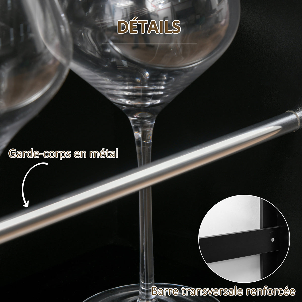 Table de bar table haute de cuisine mange-debout comptoir - dim. 112L x 57l x 106H cm - 3 étagères - noir-4