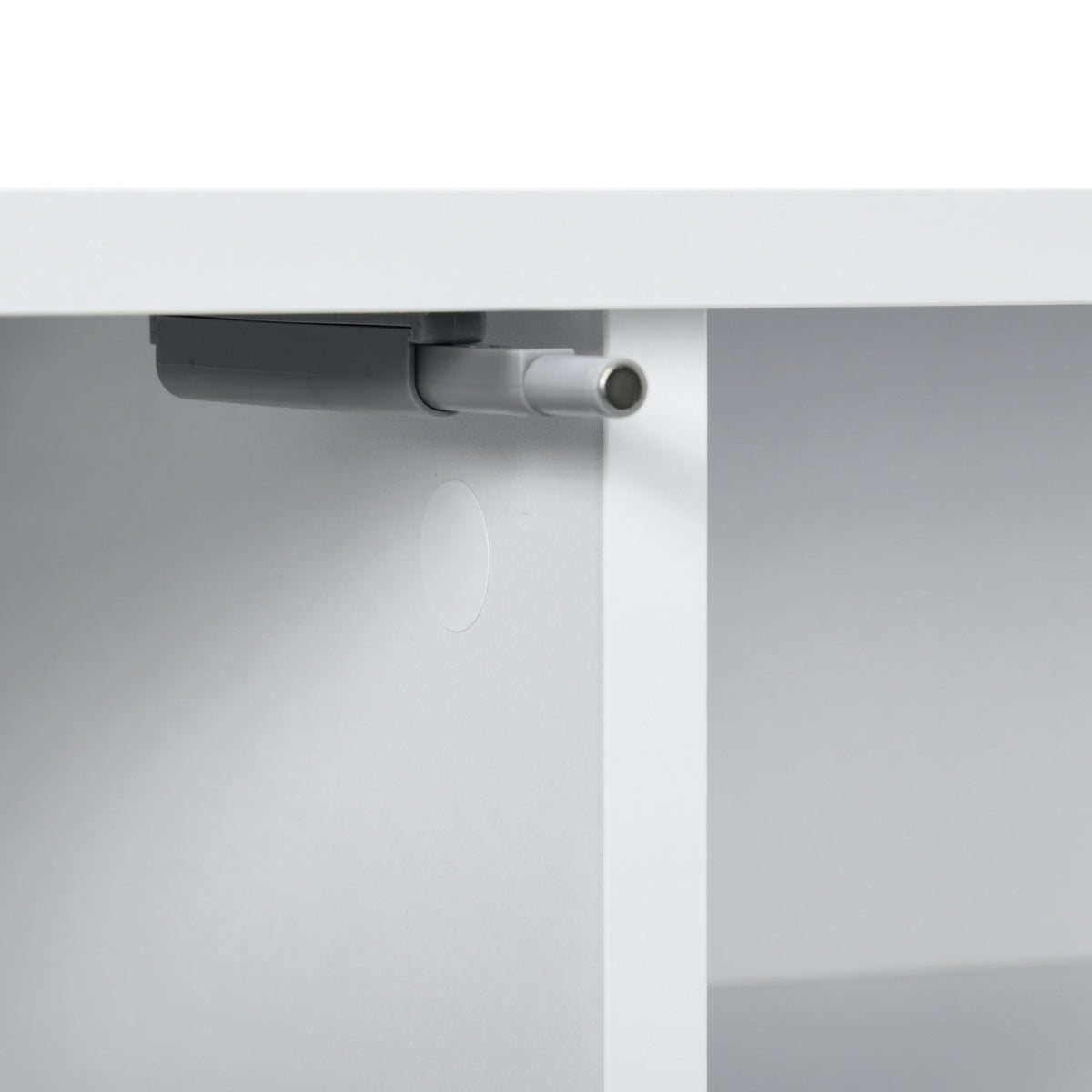 Meuble banc TV mural suspendu style contemporain 2 placards 2 niches centrales et 2 passe-câbles 140 x 30 x 30 cm blanc-8