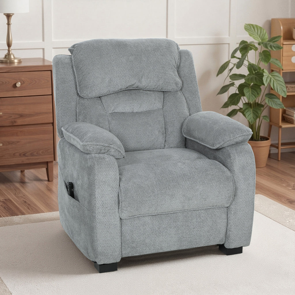 Fauteuil relax électrique fauteuil inclinable port USB repose-pieds poches latérales télécommande 86x90x103cm gris clair-1