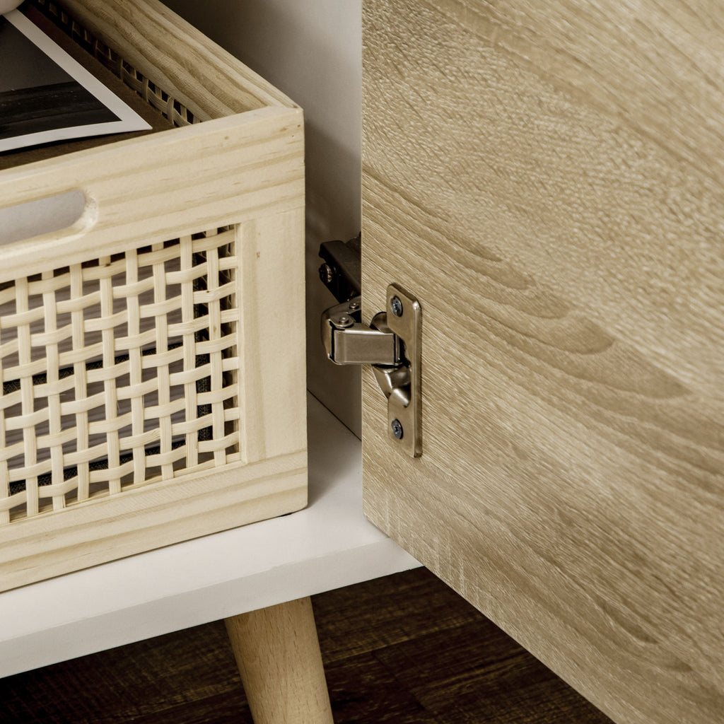 Meuble TV Banc TV Buffet bas Meuble de rangement sur pied avec 2 placards en Bois pour Chambre Salon 110 x 40 x-8