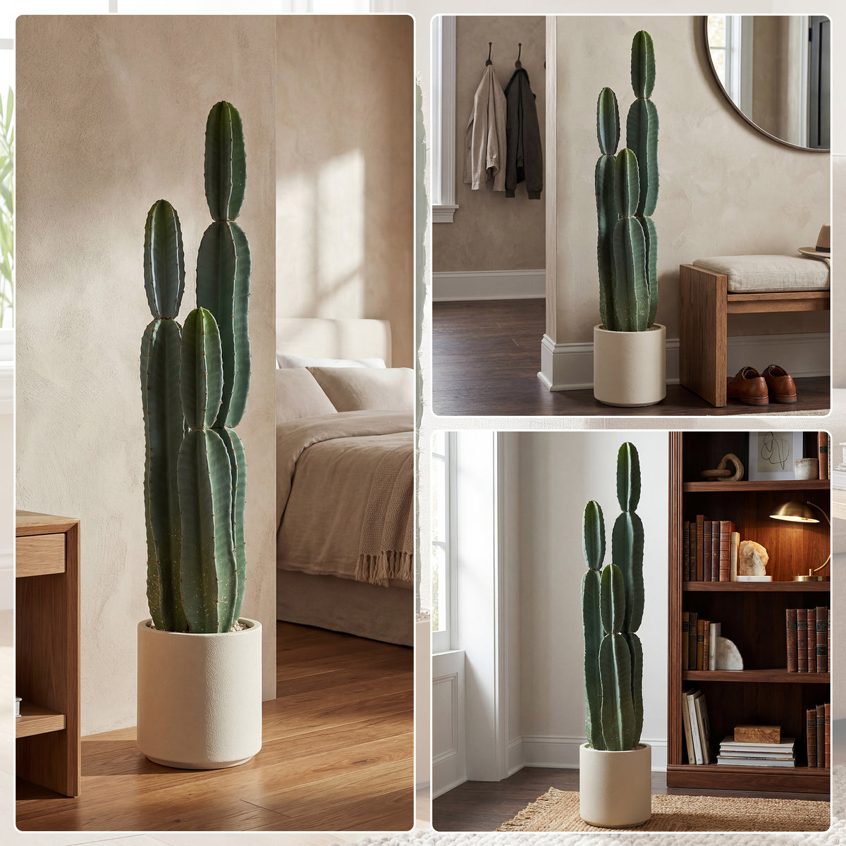 Cactus Artificiel 111 cm, Grand Réalisme, Plante Artificielle en Pot, sans Entretien, pour Maison et Bureau, Vert-5