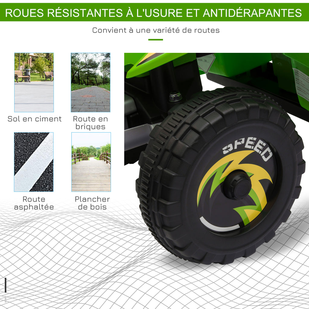 Quad électrique pour enfants 18-36 mois véhicule à batterie 6V avec marche avant et arrière 72 x 40 x 45,5 cm vert-5