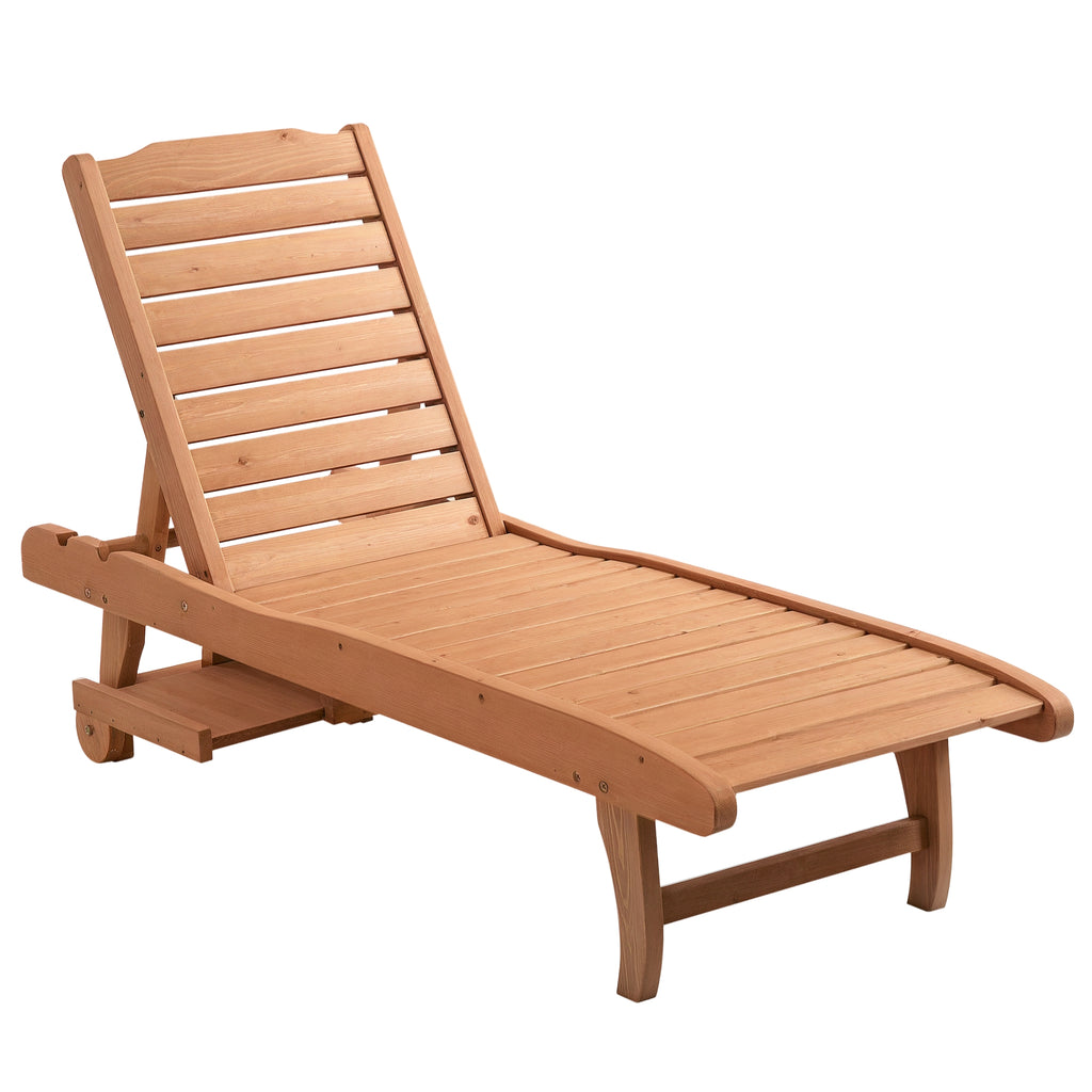 Bain de Soleil transat Style Colonial Dossier réglable 3 Positions roulettes Tablette Support Bois Sapin-0