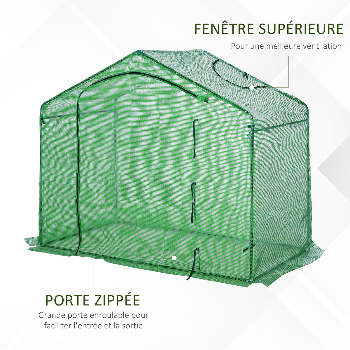 Serre de jardin PE, serre de balcon, bâche renforcée, châssis en acier, porte zippée enroulable, pour légumes plantes, intérieur et extérieur, 180 x 100 x 168 cm, vert-4