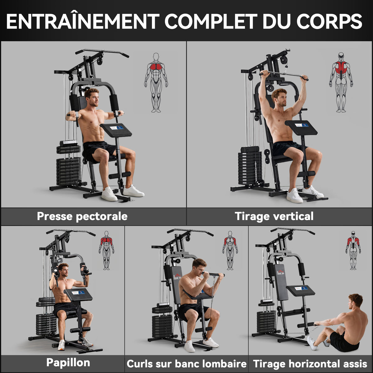 Station de musculation fitness - Collaboration .fr x FFHandball - 12 blocs de poids - 135 x 103 x 210 cm-3
