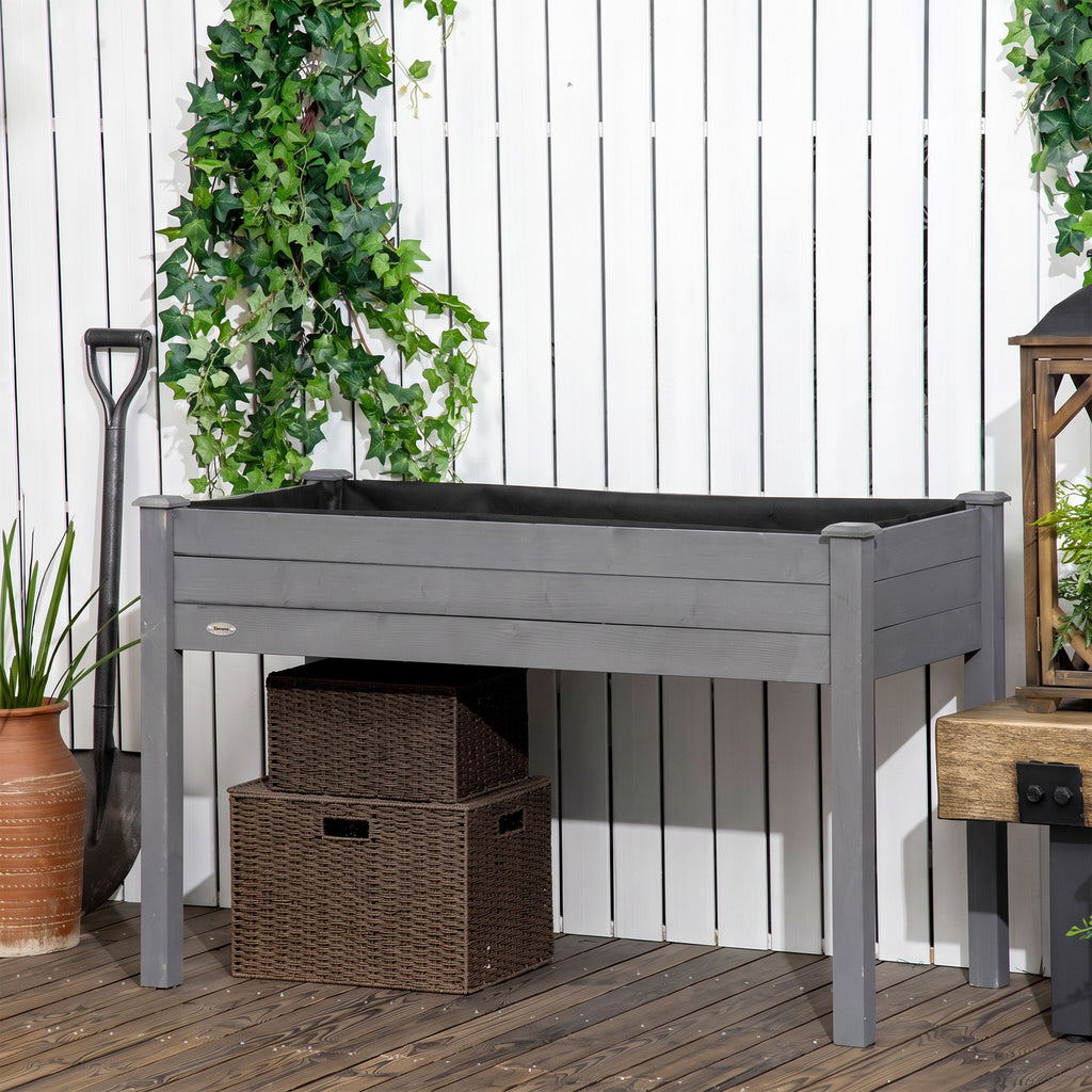 Jardinière sur Pieds Potager dim. 122,5L x 56,5l x 76H cm Inserts d'irrigation + Feutre de Drainage Bois Massif Sapin-1