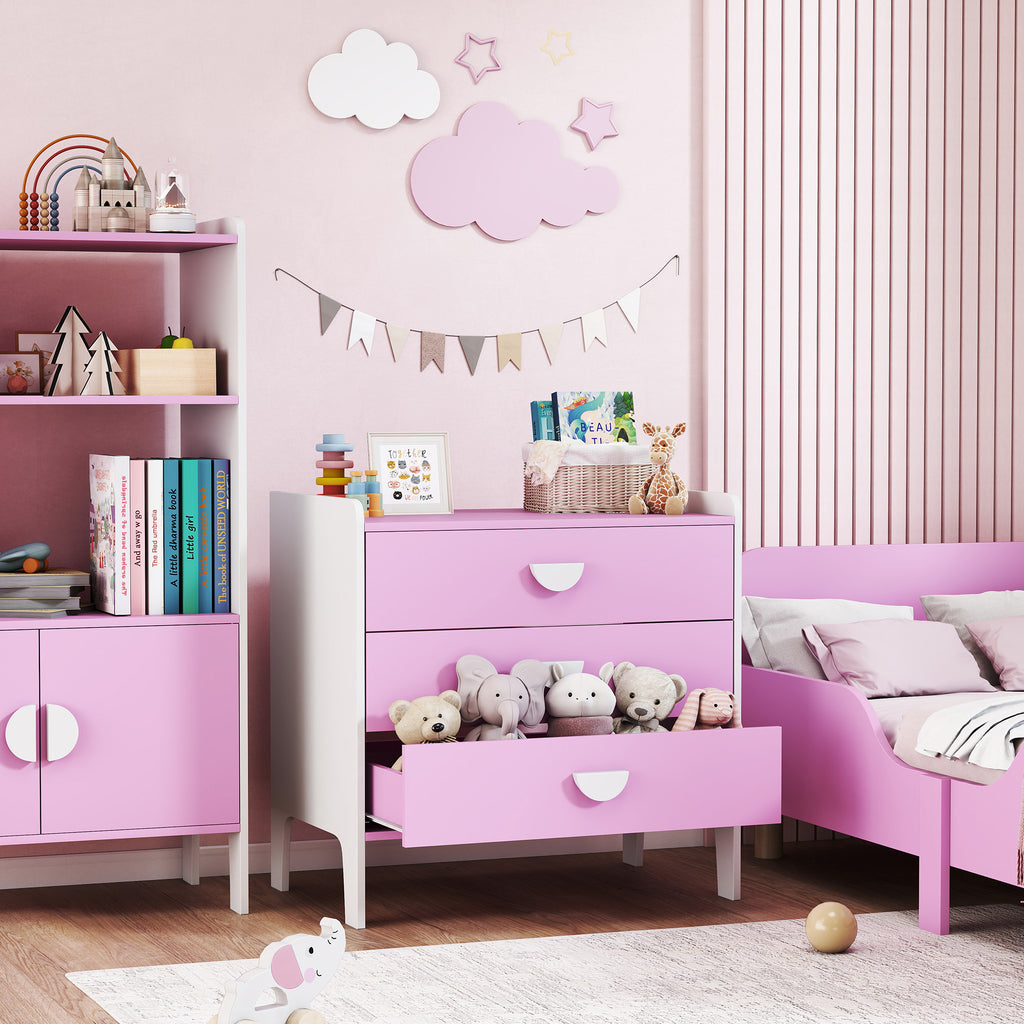 Commode pour enfants, commode rangement 3 tiroirs pour chambre d'enfant, crèche, salle de jeux, 60 x 40 x 60 cm, rose-1