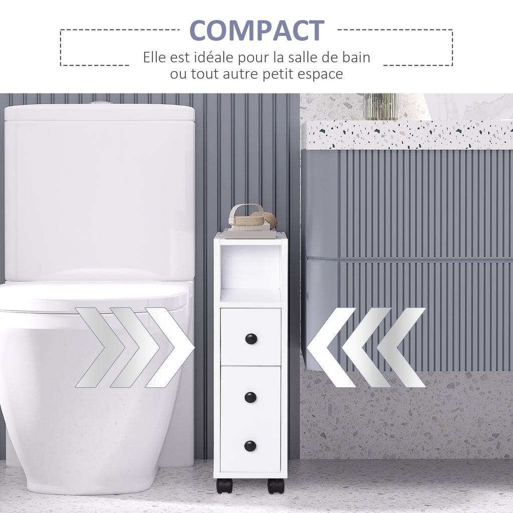 Porte-Papier Toilette 3 Niveaux avec Sortie Intégrée, Panneaux de Particules Aspect Blanc-5