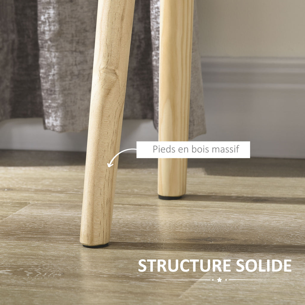 Lot de 2 tables de chevet, table de nuit moderne avec tiroir et pieds en bois massif, 40,5 x 30,5 x 60 cm, blanc-5