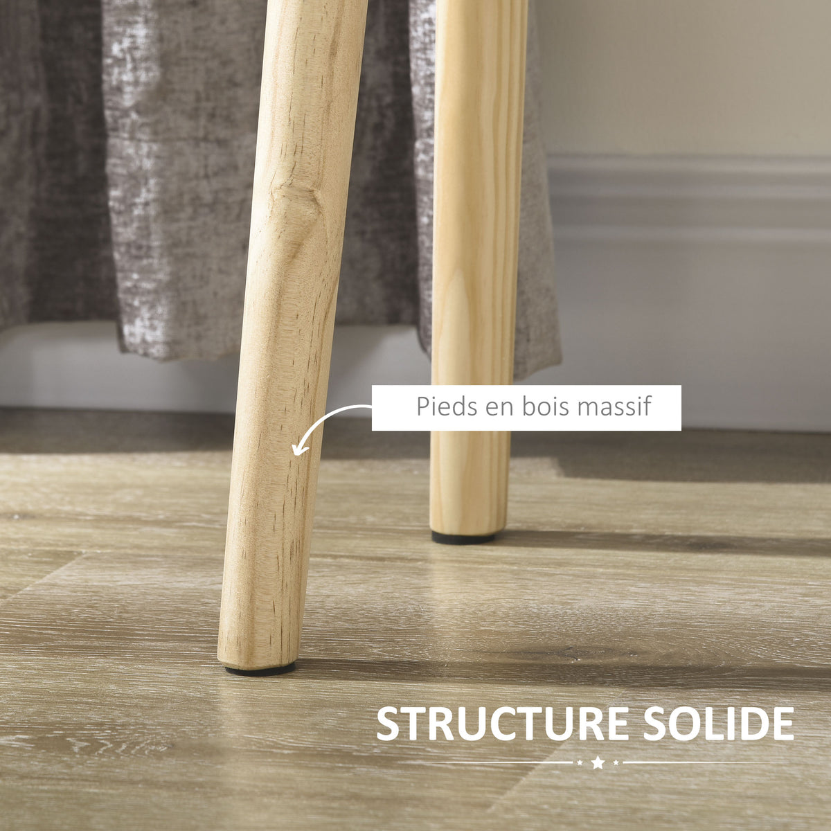 Lot de 2 tables de chevet, table de nuit moderne avec tiroir et pieds en bois massif, 40,5 x 30,5 x 60 cm, blanc-5