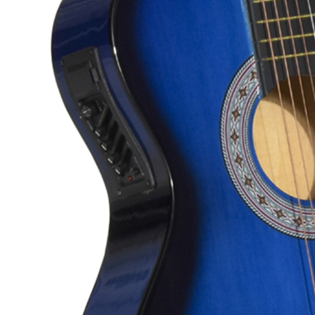 Pack guitare électrique kit guitare électrique avec sac, sangle, corde, médiators, câble, 96,5x35,8x8,5cm, bleu et noir-9