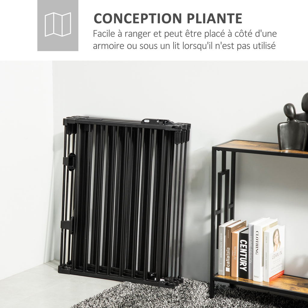 Barrière de sécurité barrière de protection cheminée parc enclos chien pliable modulable 6 panneaux avec porte sans perçage 362,5 x 76 cm noir-7