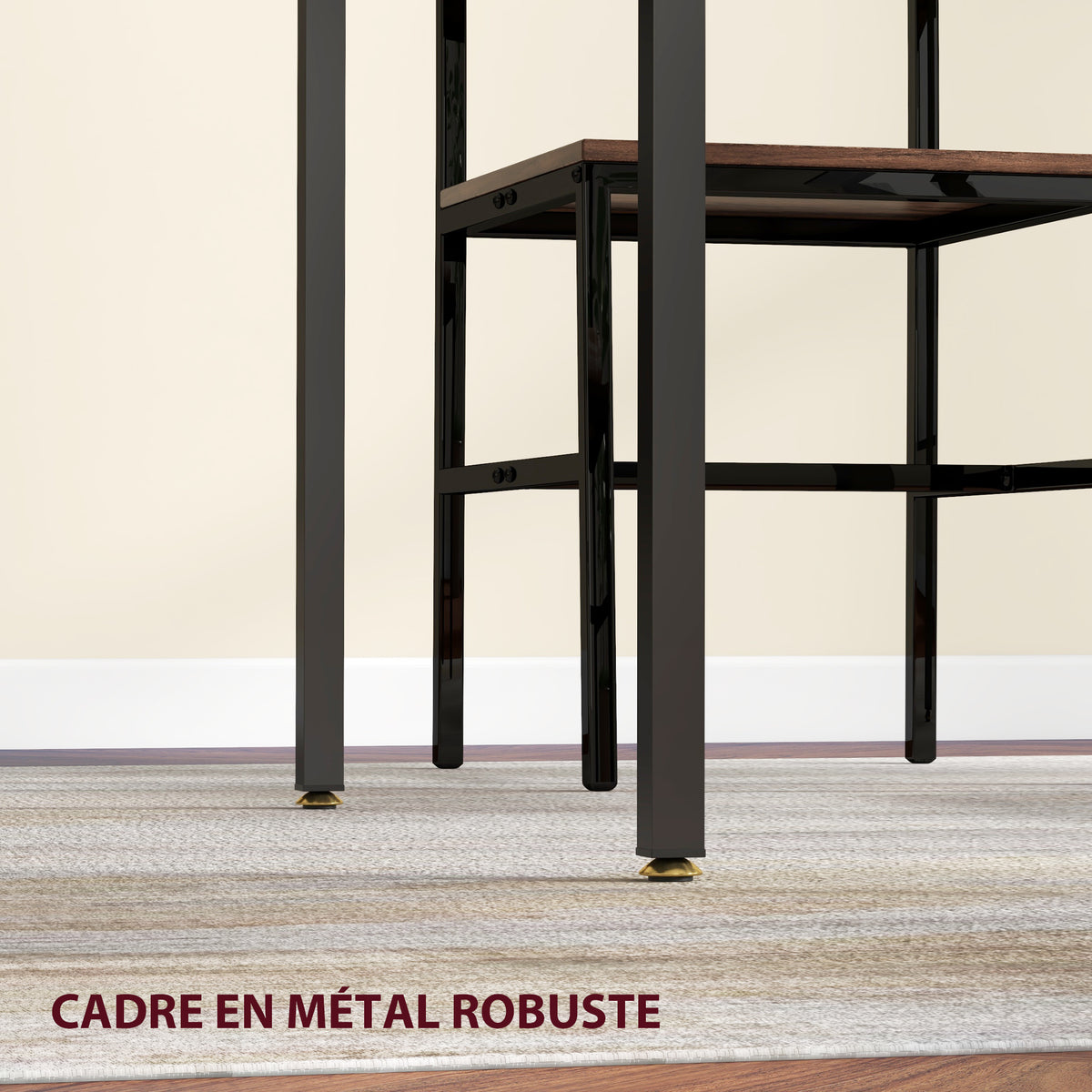 Table de salle à manger avec 2 rabats style industriel, extensible, table à abattant pour 2-4 personnes-5