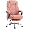 Fauteuil de bureau massant et chauffant hauteur réglable dossier inclinable télécommande repose-pieds rétractable rose-0