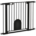 Barrière de sécurité animaux avec porte fermeture automatique système de double verrouillage, acier noir-0
