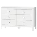 Commode 6 Tiroirs, Meuble de Rangement avec Glissières Fluides, Chiffonnier, Style Moderne, 118 x 39,5 x 75,5 cm, Blanc-0