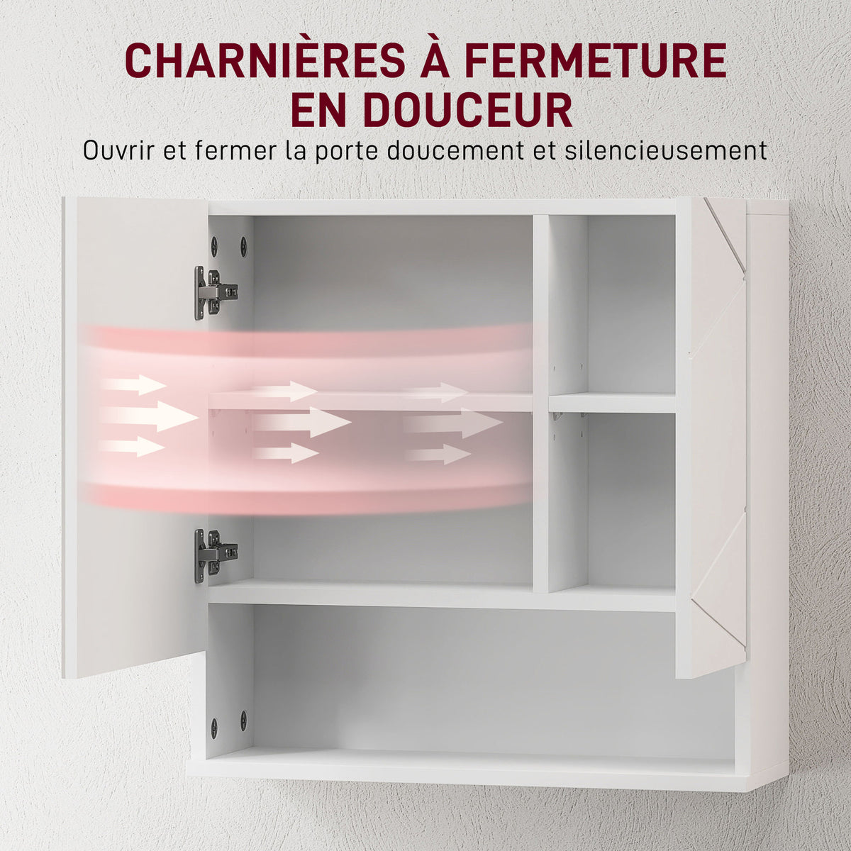 Armoire murale miroir de salle de bain placard de rangement 2 portes 55 x 17 x 55 cm blanc-6