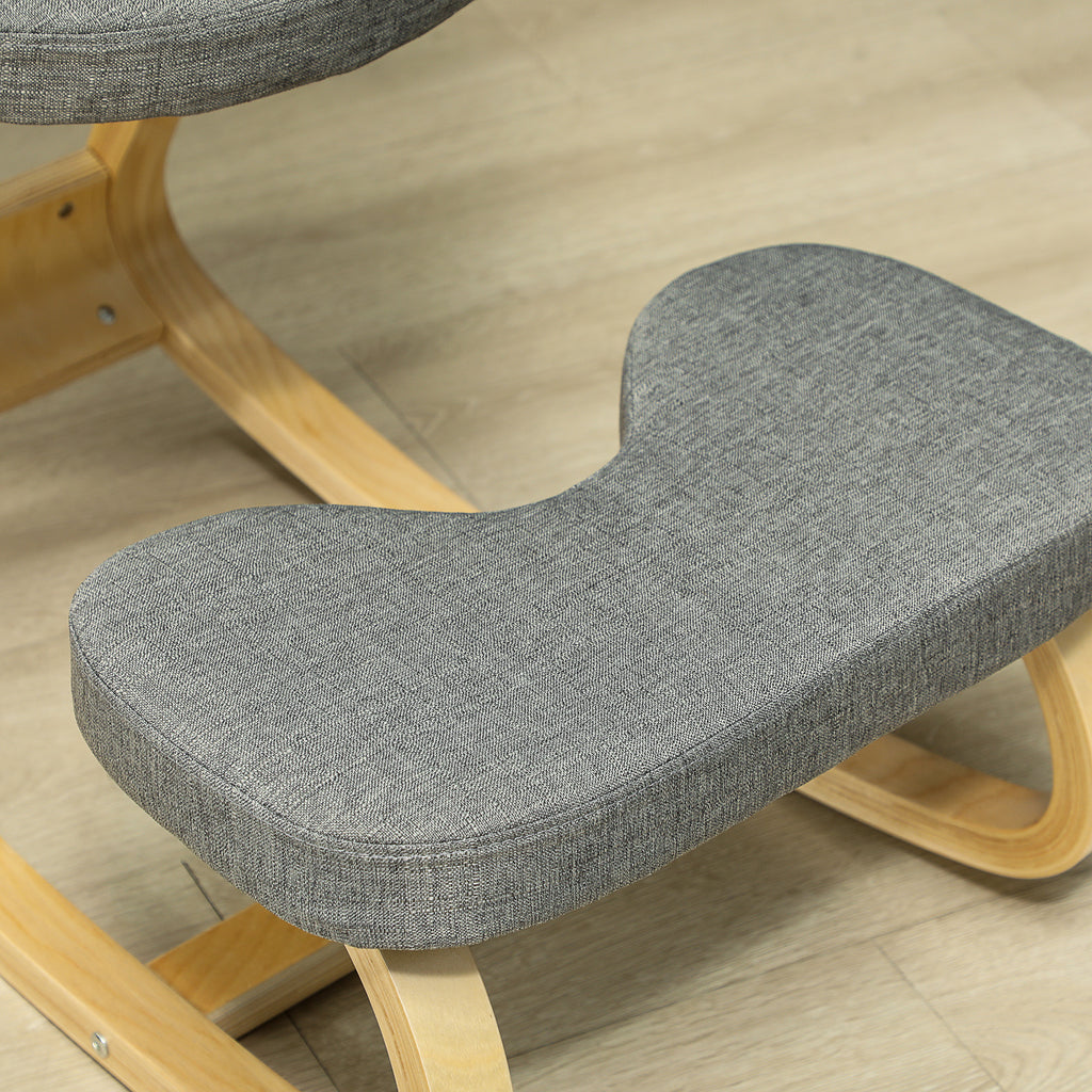 Siège assis genoux, siège ergonomique en bois à bascule, chaise à genoux pour bureau à domiciles, gris-8