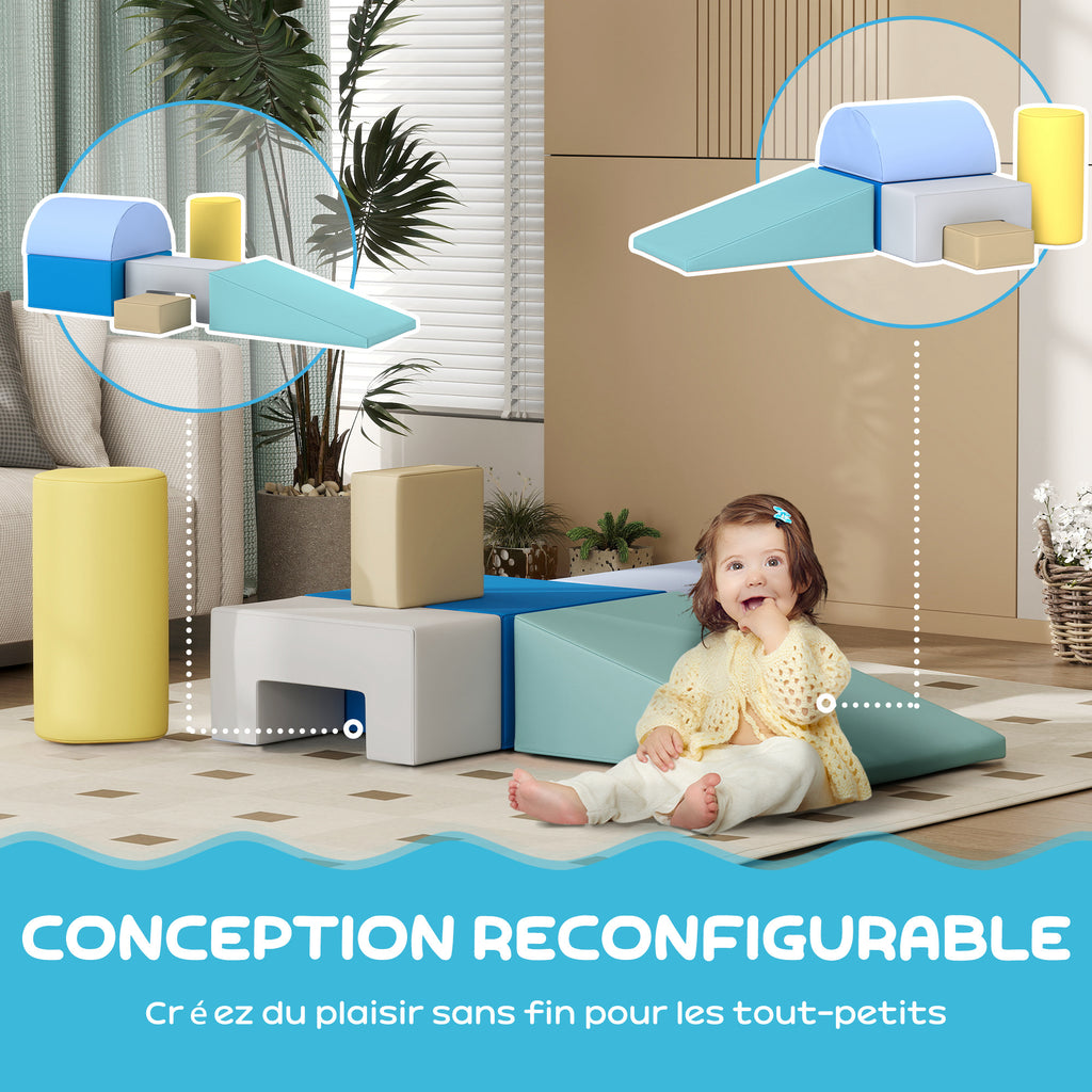 6 blocs de construction en mousse XXL - jeux éducatif - module motricité - certifiés normes EN71-1-2-3 - mousse PU 20D-3