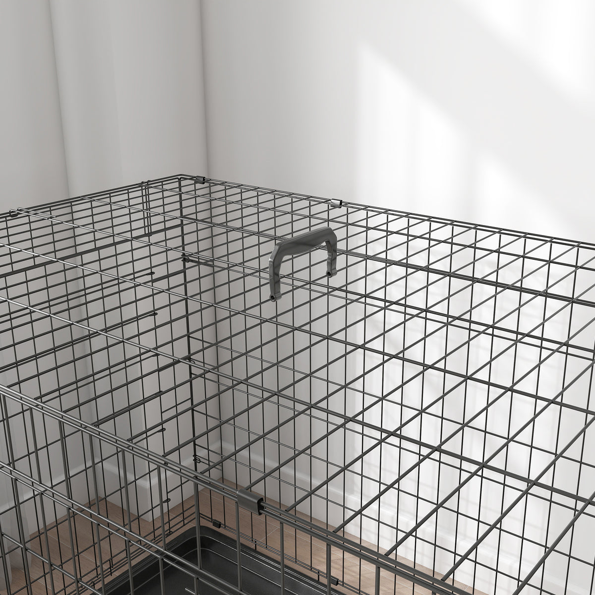 Cage caisse de transport pliante pour chien en acier 2 portes verrouillables 121 x 77 x 82 cm noir-8