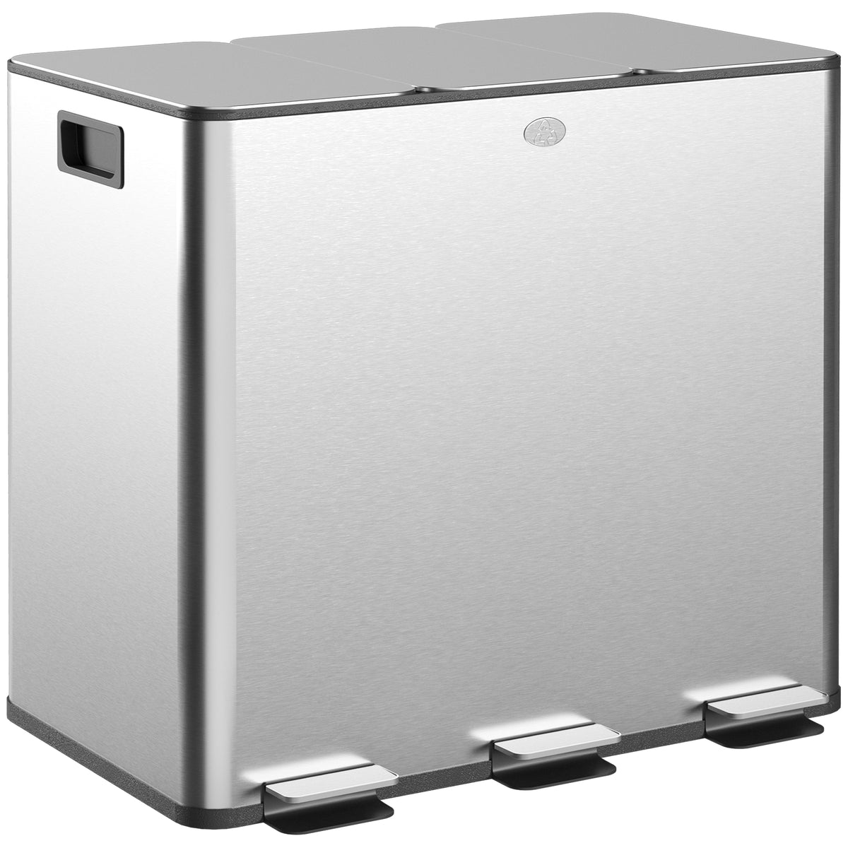 Poubelle de cuisine, poubelle tri sélectif, 3 compartiments de 15L, seaux intérieurs amovibles, 61,9x36,6x43,2cm, argent-0