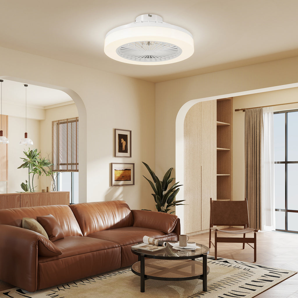 Ventilateur de plafond avec lumière et télécommande 6 vitesses, minuterie, luminosité réglable, blanc-8