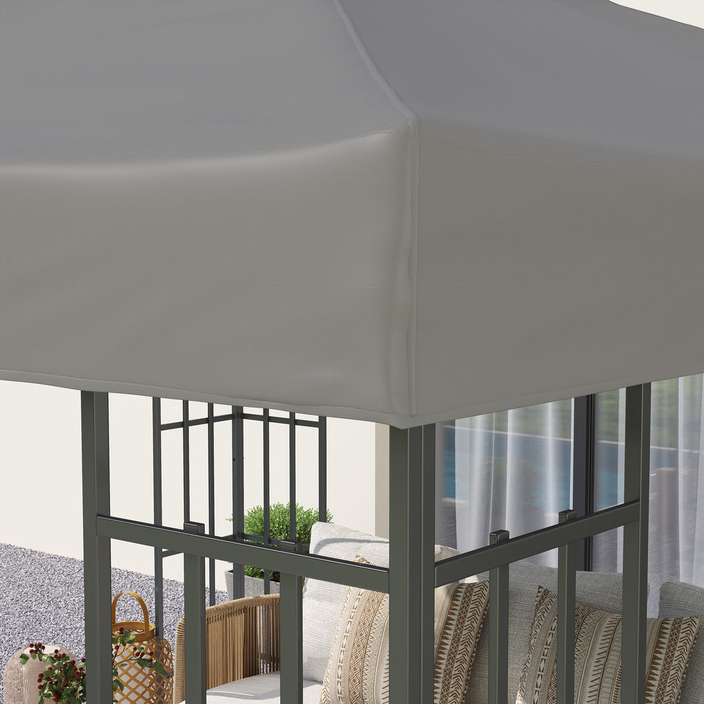 Toile pour tonnelle 3 x 3 m toile de rechange pour tonnelle à 2 niveaux protection UPF30+ trous de drainage gris-7