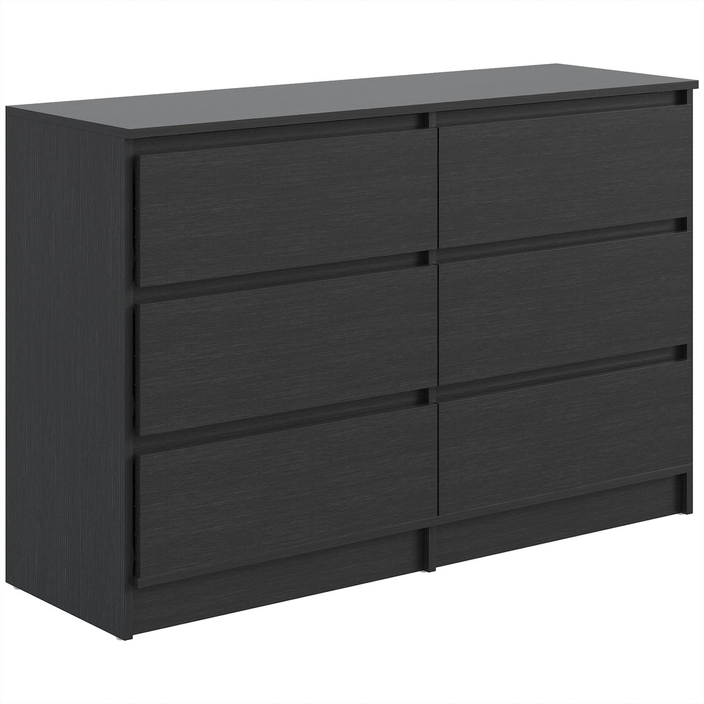 Commode Chambre Adulte, Chiffonnier 6 Tiroirs, Commode Vêtement, Meuble de Rangement Contemporain pour Salon, Noir-0