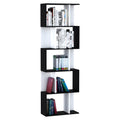 Bibliothèque à 5 niveaux, meuble de rangement en forme de S avec étagères, étagère de rangement pour salon, chambre bureau, 60 x 24 x 184,5 cm, noir, blanc-0