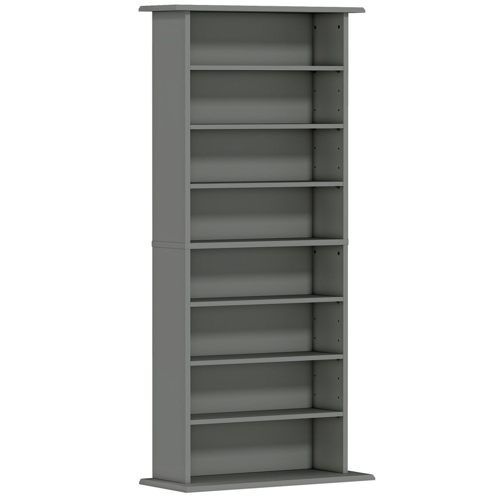 Rangements pour CD et DVD avec 8 compartiments et 6 étagères réglables, capacité max. 360 CD/185 DVD et Blu-ray, gris-0