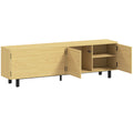 Meuble TV 180 cm, meuble télé pour 82 pouces avec 4 portes à ouverture par pression 180x35x55,5cm bois naturel-0