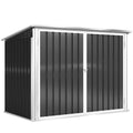 Cache Poubelle Double Abri de Jardin 2 Poubelles de 240L Couvercle Lié par Chaînes Vérins à Gaz 179,5x108x129,5cm Gris-0