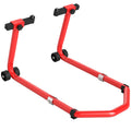 Béquille roue avant arrière charge 390kg béquille d'atelier moto bras réglable en acier, fourche en forme de U + L rouge-0