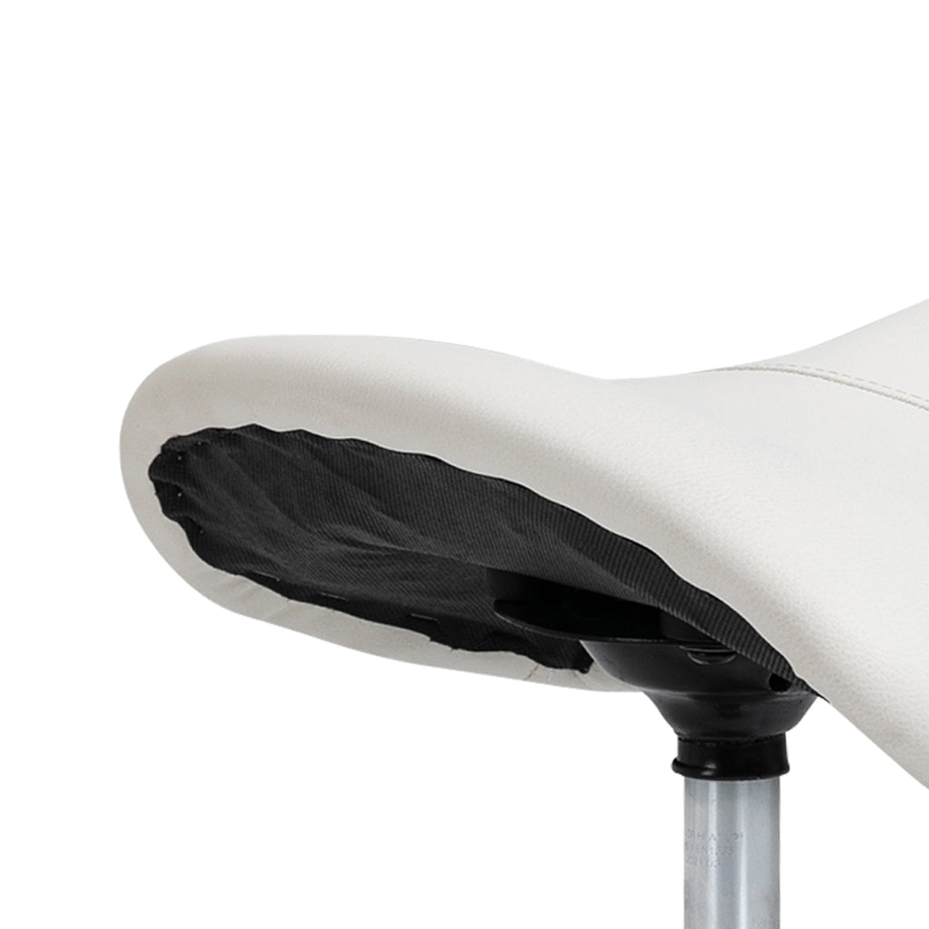 Tabouret à roulettes, tabouret de massage avec hauteur réglable 49-61 cm et selle ergonomique, chaise de travail à roulettes pivotant 360°, pour salon de massage tatouage clinique spa, blanc-6