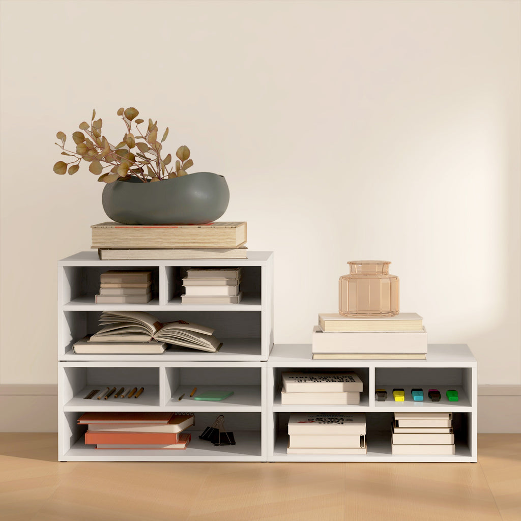 Organiseur bureau aspect blanc avec 3 compartiments fournitures support d'imprimante 47 x 40 x 22,5 cm-5